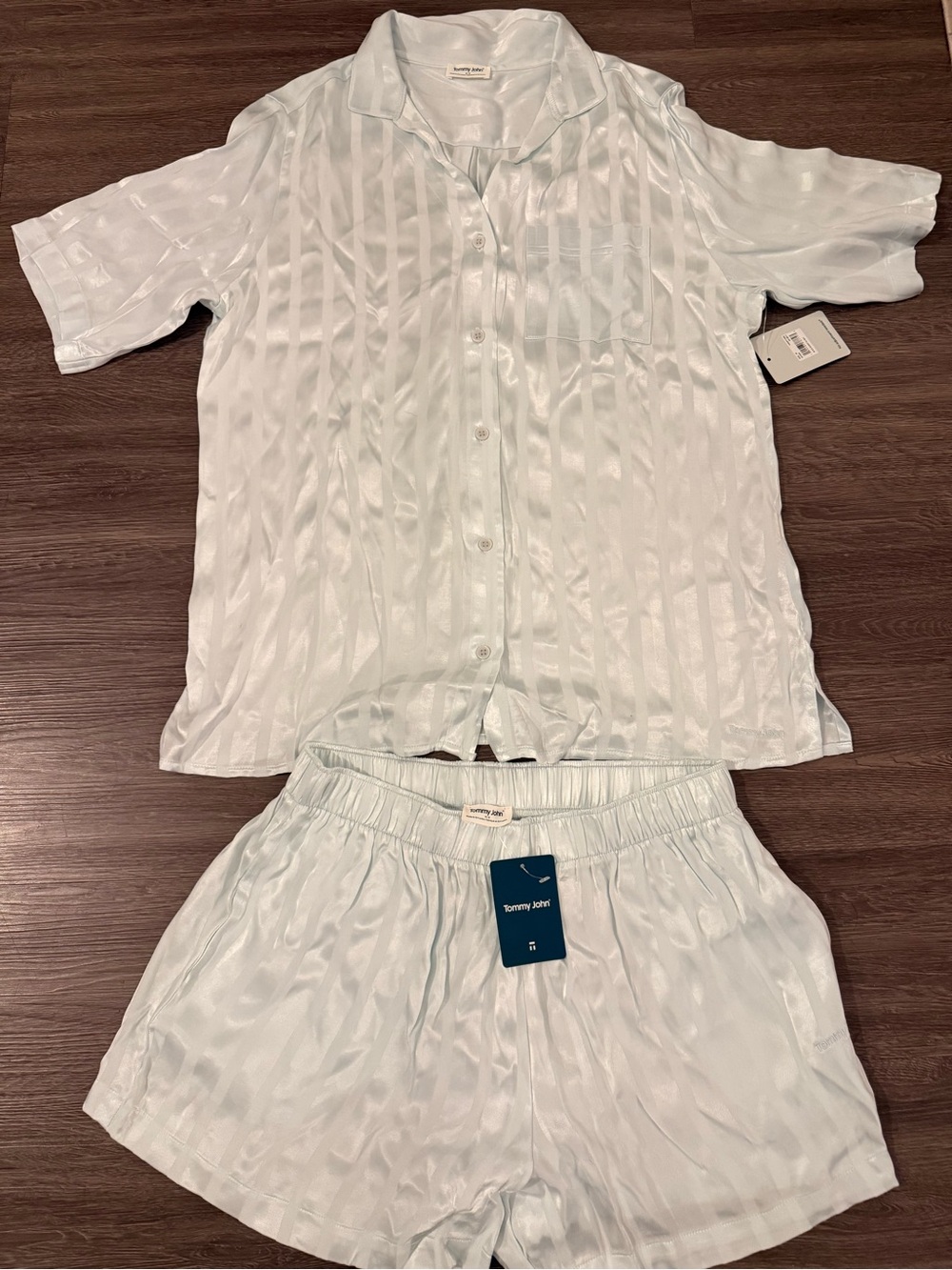 Tommy John Women’s Striped Pajama Short Set In Ice Melt Size Medium